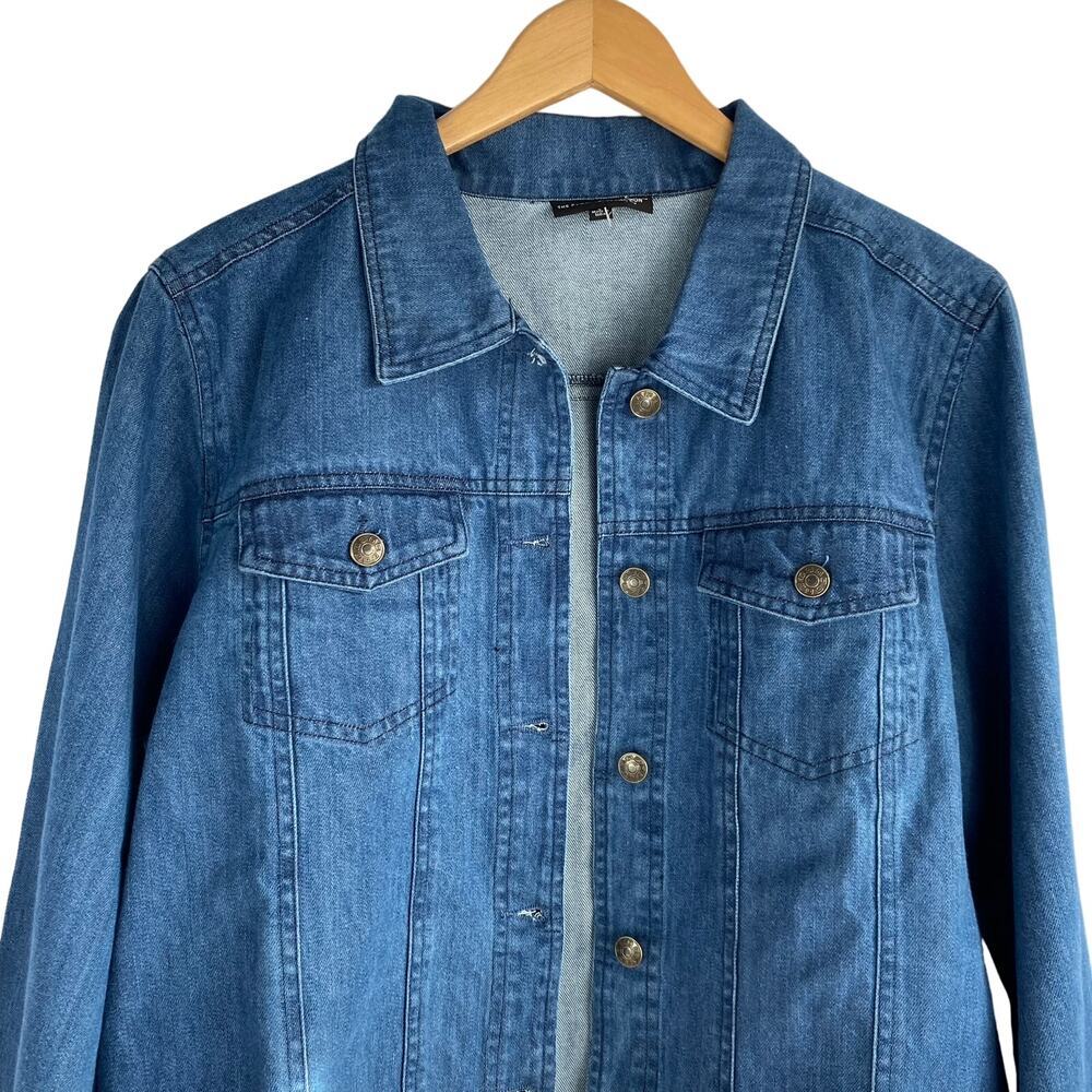 The Pyramid Collection Boho Western Denim Jacket Women L Rainbow Tassel NEW - Picture 3 of 10